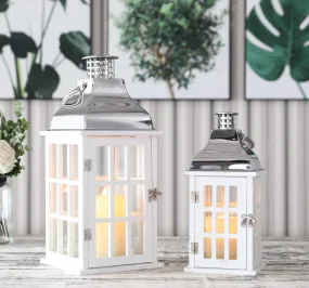 2 High Wood Lanterns for Indoor Outdoor