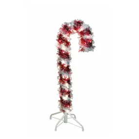 3' Pre-Lit LED Tinsel Candy Cane