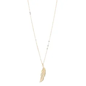 9kt Gold Feather Pendant Necklace