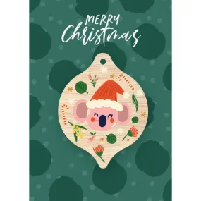 Aero Images: Wooden Decoration Greeting Card Christmas Koala Ornament