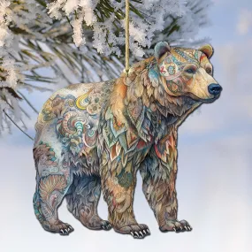 Alaskan Majestic Bear Wooden Ornaments by G.Debrekht - Wildlife Holiday Décor - 8710106-1