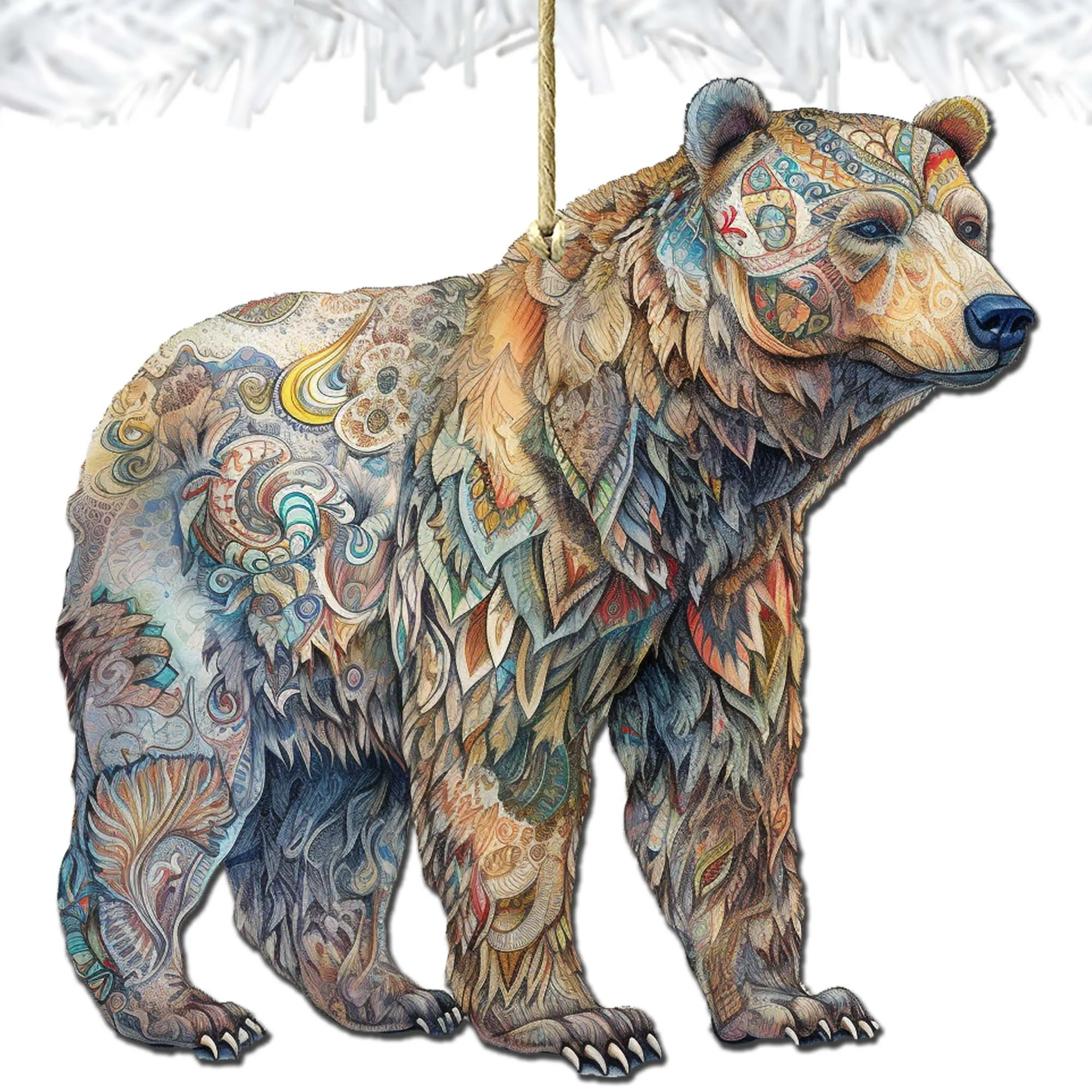 Alaskan Majestic Bear Wooden Ornaments by G.Debrekht - Wildlife Holiday Décor - 8710106-1