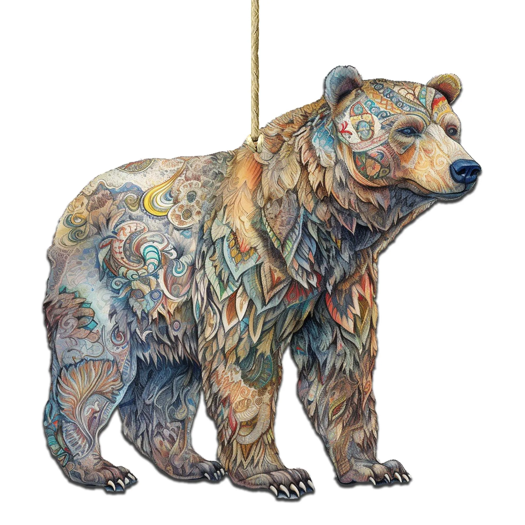 Alaskan Majestic Bear Wooden Ornaments by G.Debrekht - Wildlife Holiday Décor - 8710106-1