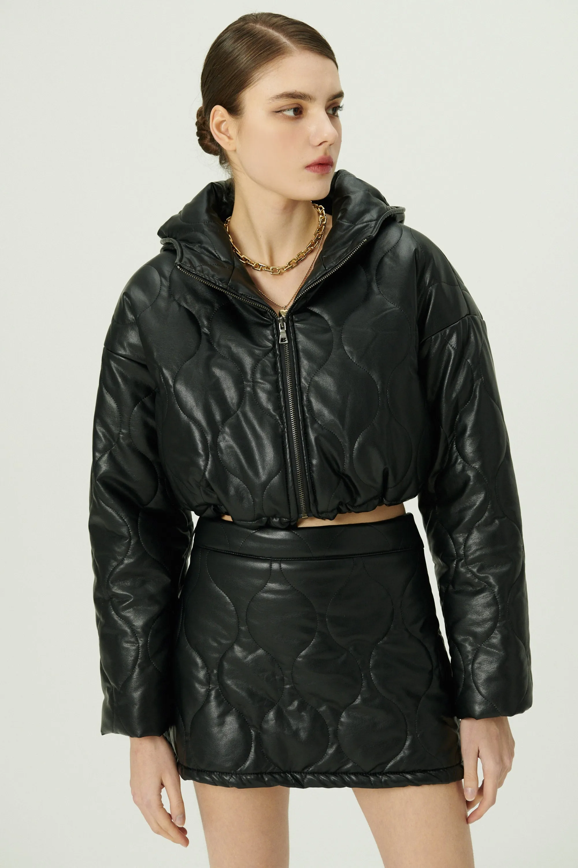 Anina Pleather Quilted Jacket