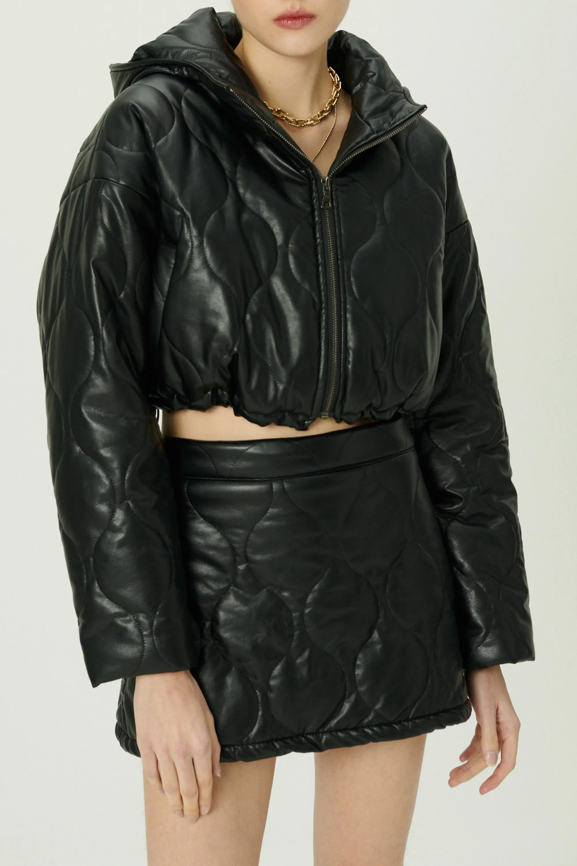 Anina Pleather Quilted Jacket