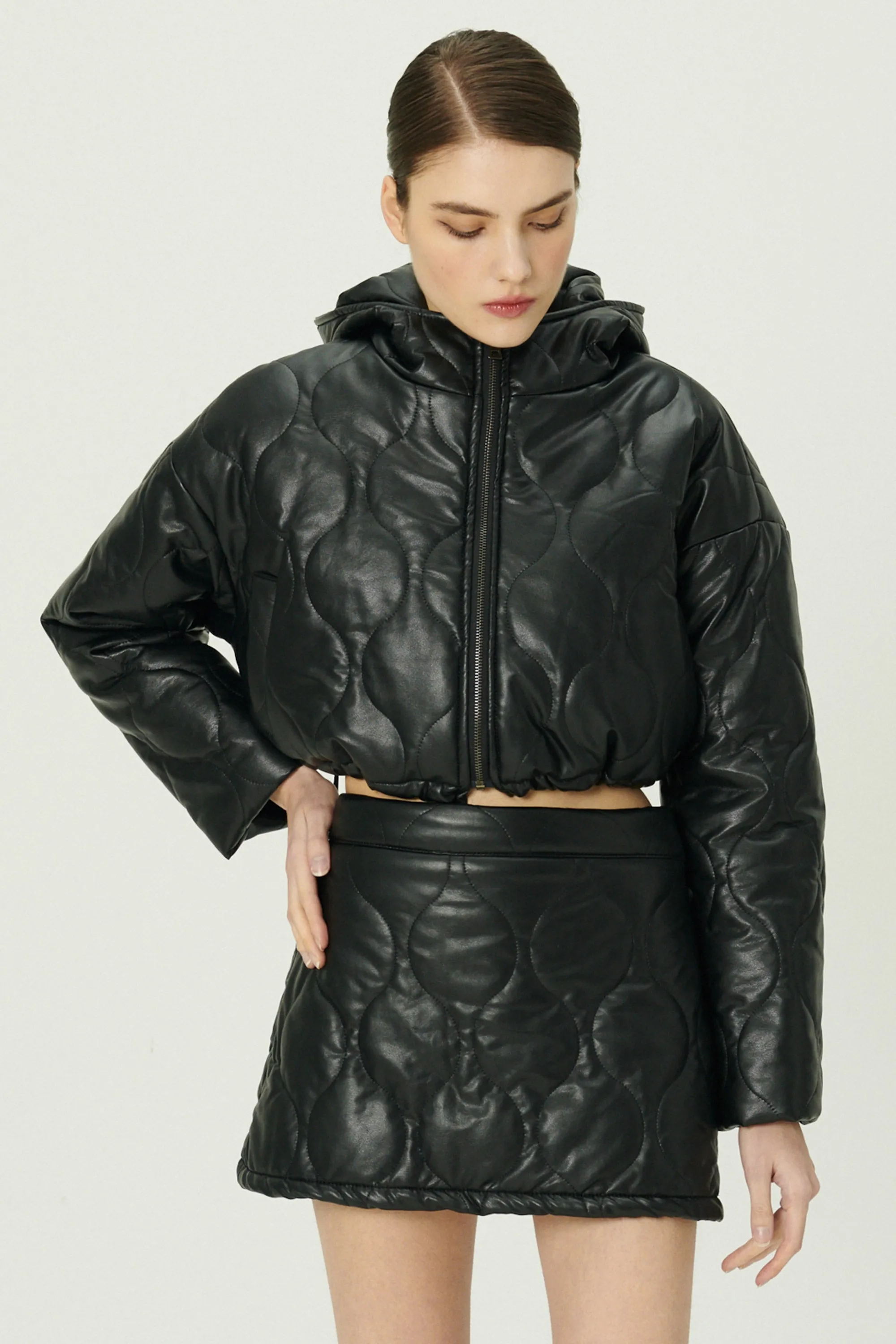 Anina Pleather Quilted Jacket