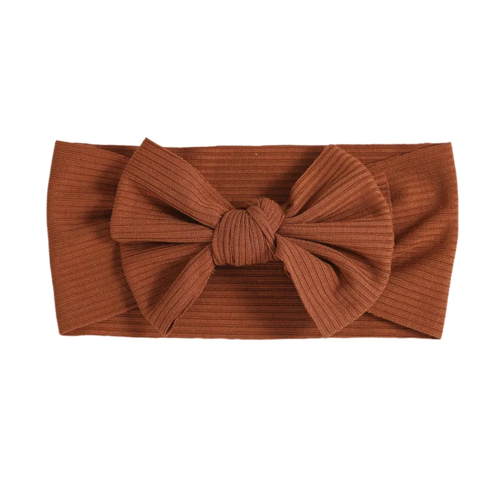 Baby Textured Single Soft Bow Knot Headband — Rust