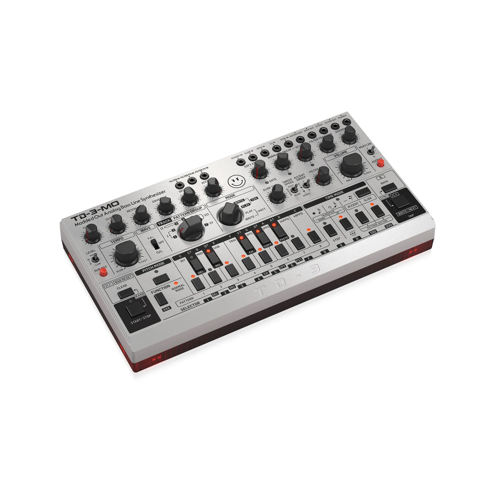 Behringer TD-3-MO-SR Analog Bass Line Synthesizer - Silver, EU Plug