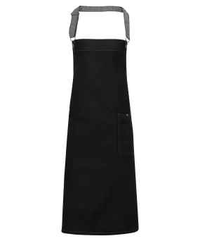 Black Denim - District waxed-look denim bib apron