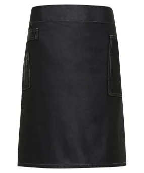 Black Denim - Division waxed-look denim waist apron