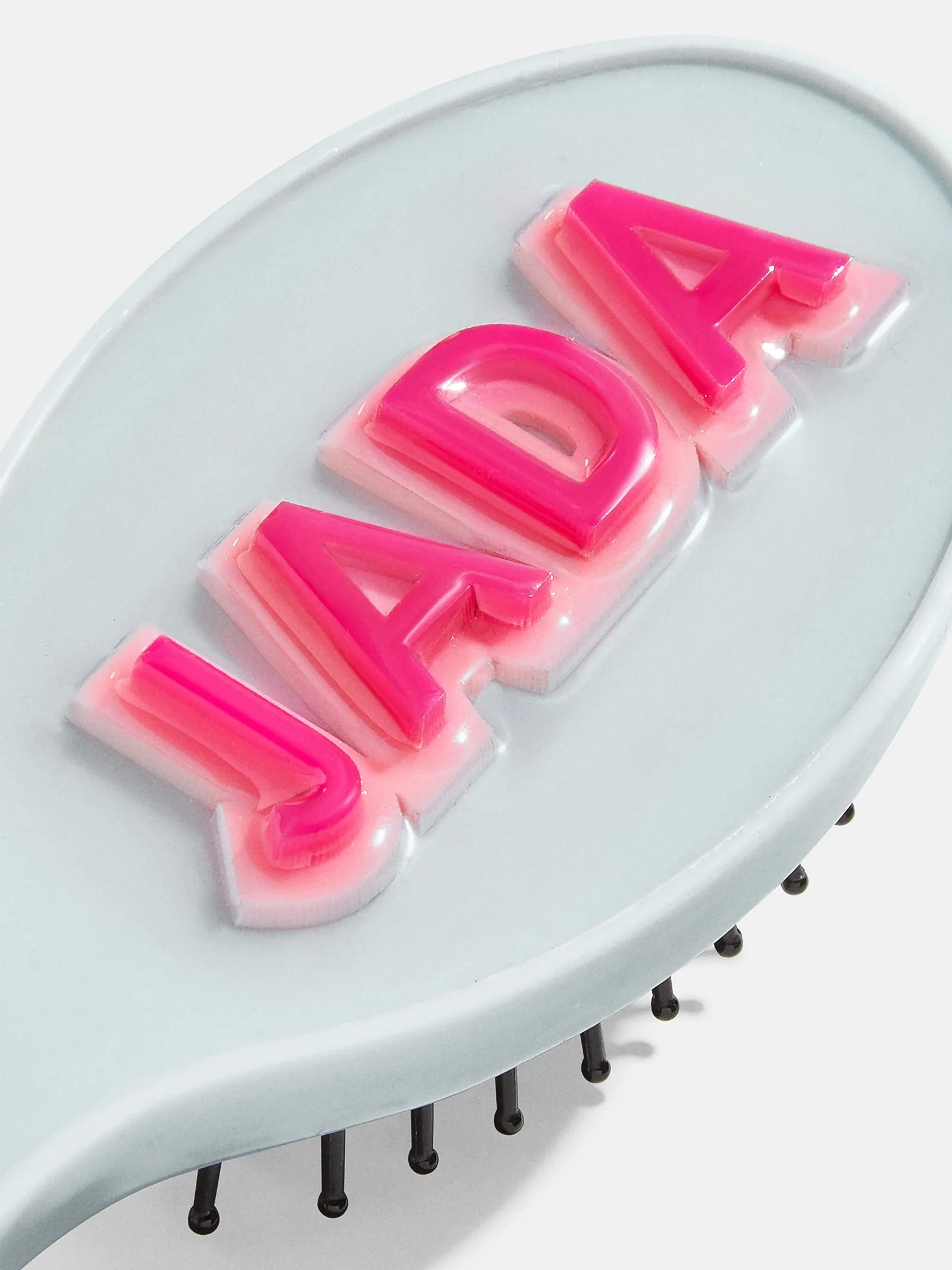 Block Font Mini Custom Hair Brush - Block Font Pink/Blue