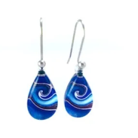 Blue Teardrop Mystic Wave Earrings