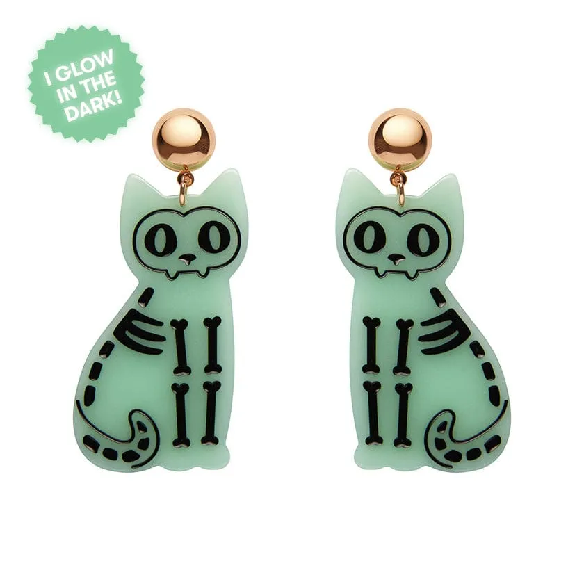 Cat Glow in the Dark Statement Earrings - Green