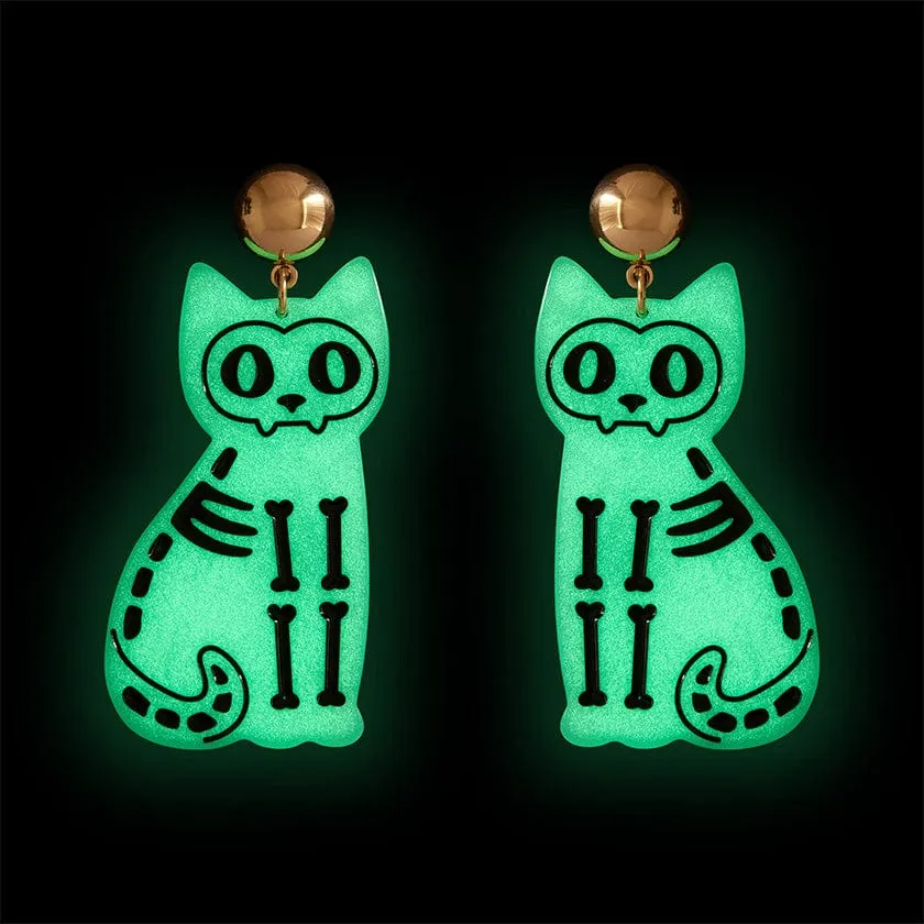 Cat Glow in the Dark Statement Earrings - Green