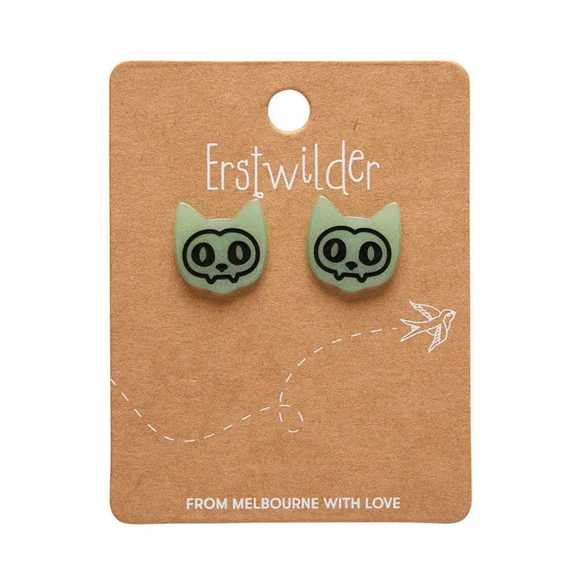 Cat Glow in the Dark Stud Earrings - Green