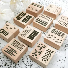 Cute Simple Forest Series Wooden Rubber Stamp Set