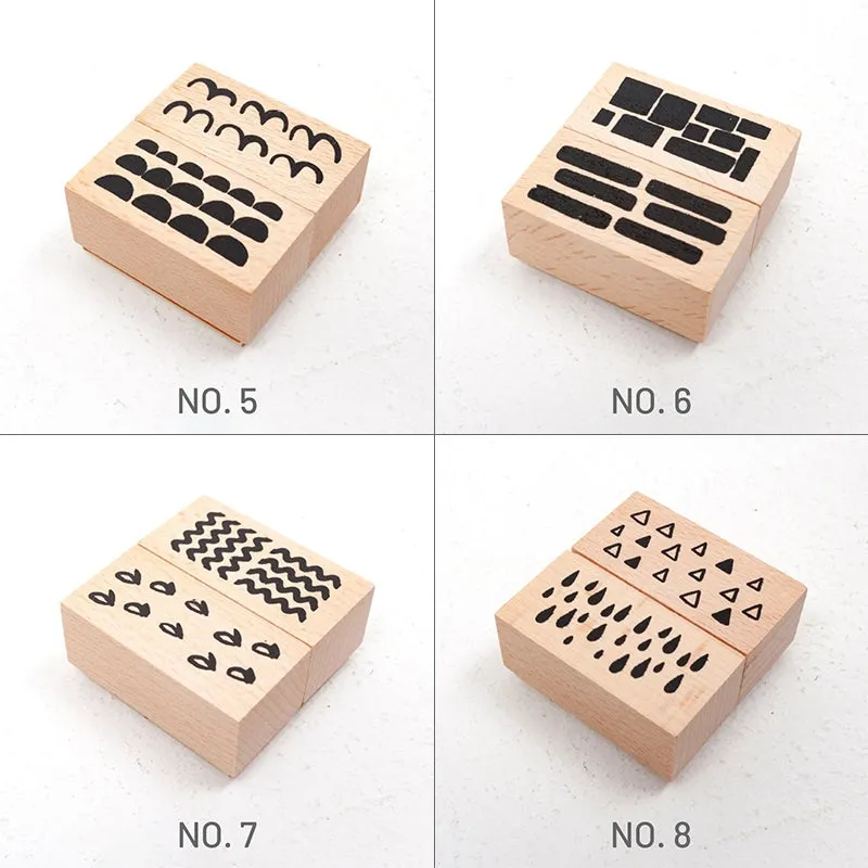 Cute Simple Forest Series Wooden Rubber Stamp Set