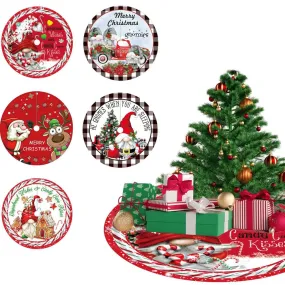 GARVEE 120CM Cartoon Christmas Tree Skirt with Snowflake Deer Snowman Pattern for Indoor Outdoor Merry Christmas Holiday Party Decor Gingerbread Man Forester