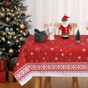 GARVEE Christmas Snowflake Tablecloth 52×52 Inch, Red Washable Table Cover for Festive Party Picnic Dinner Decor