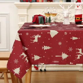 GARVEE Christmas Table Cloth Rectangle 60x102 Inch, Waterproof Holiday Xmas Deer Tree Kitchen Farmhouse Christmas Table Decorations for Home Dining Party, Oblong Table Cloth for Indoor Outdoor, Gold