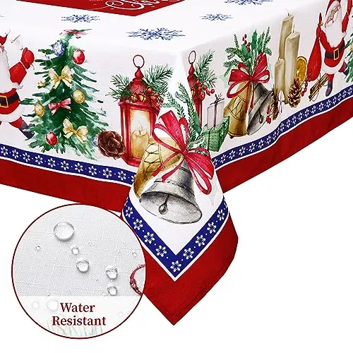 GARVEE Christmas Tablecloth, Christmas Decorations for Home Indoor Table Decor Table Cloths Rectangle 60 x 120 Inch, Santa Claus Winter Farmhouse Tablecloth for Banquet Party