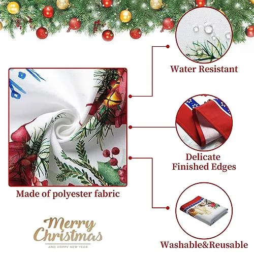 GARVEE Christmas Tablecloth, Christmas Decorations for Home Indoor Table Decor Table Cloths Rectangle 60 x 120 Inch, Santa Claus Winter Farmhouse Tablecloth for Banquet Party