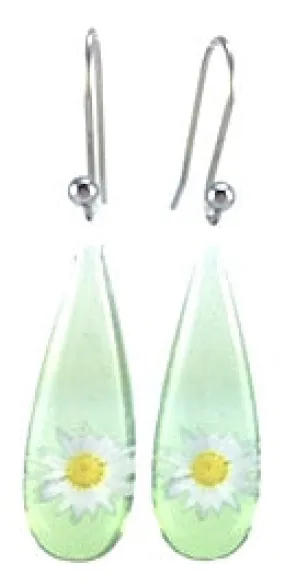 Green Opaque Daisy Earrings