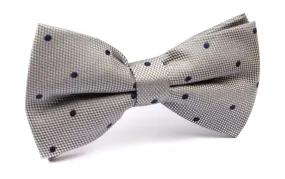 Grey with Navy Blue Polka Dots - Bow Tie