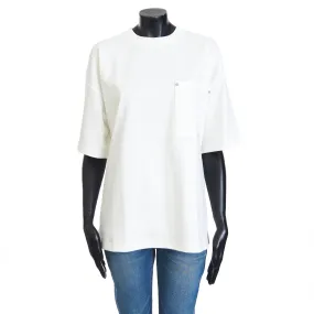 Heavy Jersey Tshirt In White Cotton With Rivet Pocket