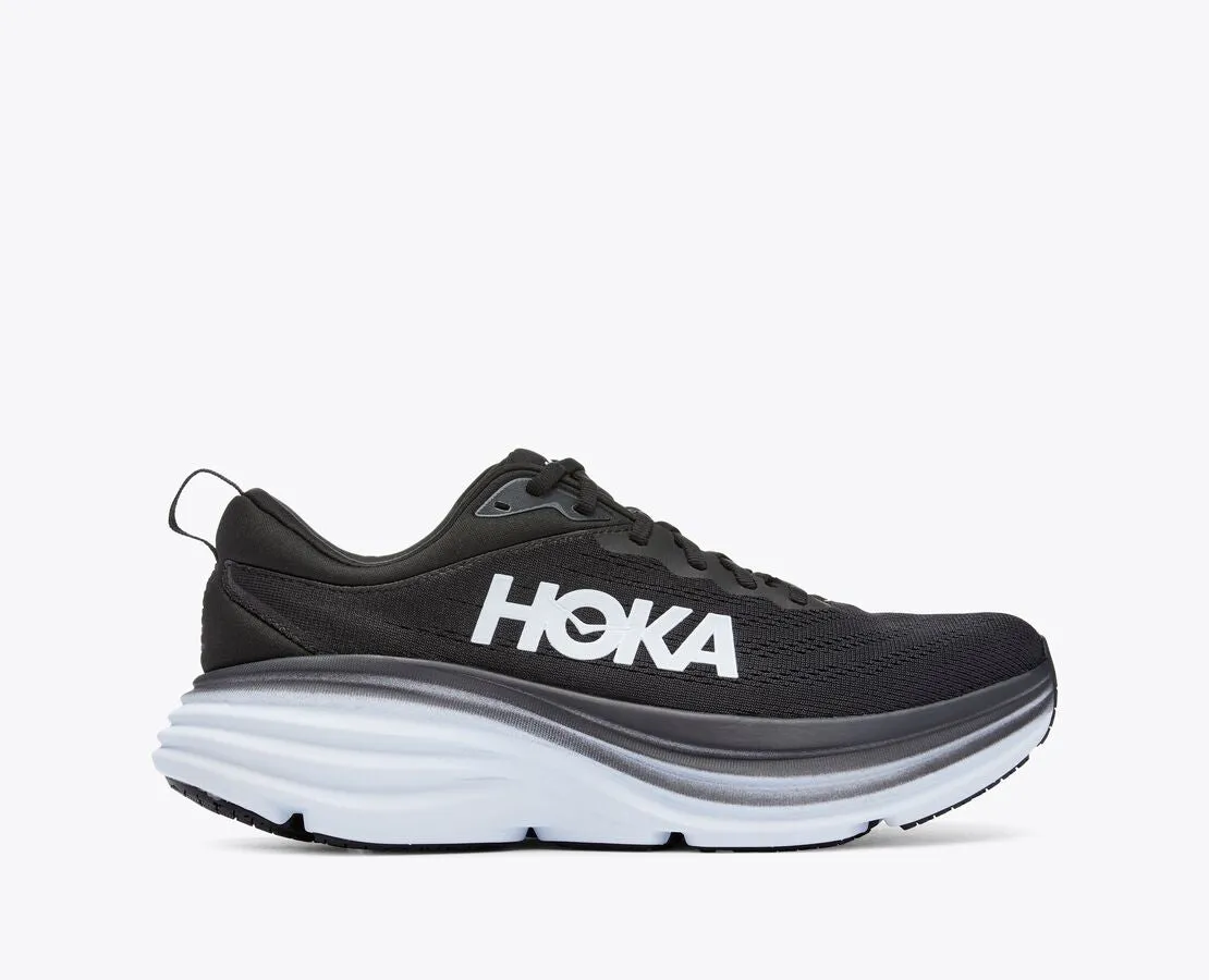 Hoka Bondi 8 Black White Extra WIDE Men's