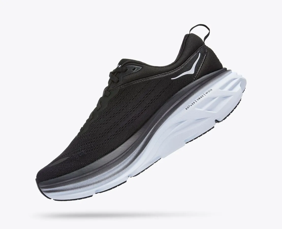 Hoka Bondi 8 Black White Extra WIDE Men's