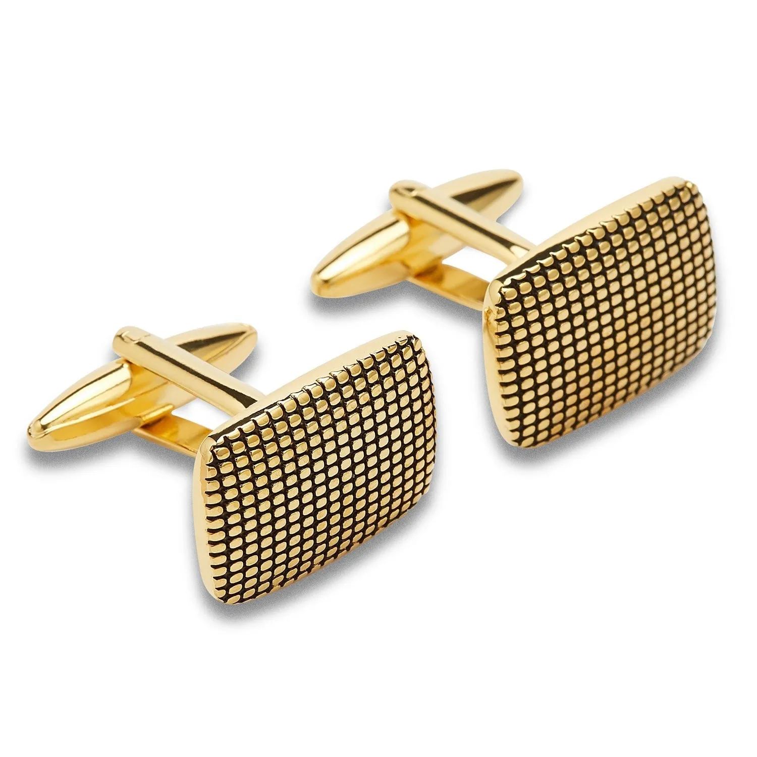 Hugh Capet Gold Studded Rectangle Cufflinks