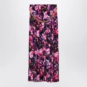 LONG PLEATED FLORAL SKIRT