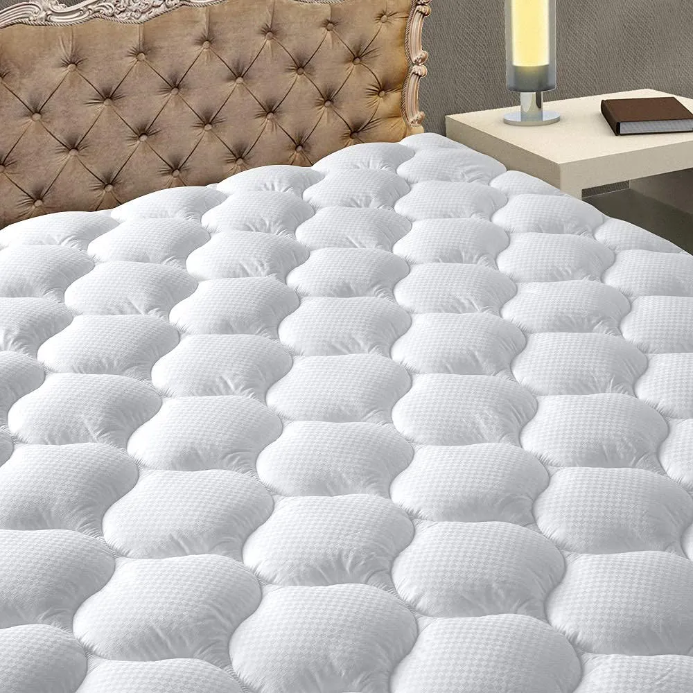 MATBEBY Bedding Quilted Fitted Full Mattress Pad Cooling Breathable Fluffy Soft Mattress Pad Stretches up to 21 Inch Deep, Full Size, White, Mattress Topper Mattress Protector