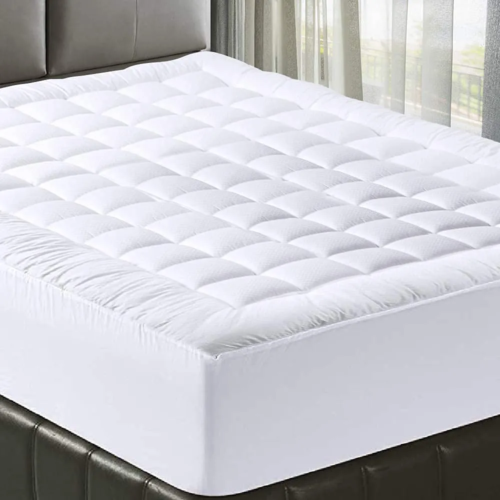 MATBEBY Bedding Quilted Fitted Full Mattress Pad Cooling Breathable Fluffy Soft Mattress Pad Stretches up to 21 Inch Deep, Full Size, White, Mattress Topper Mattress Protector