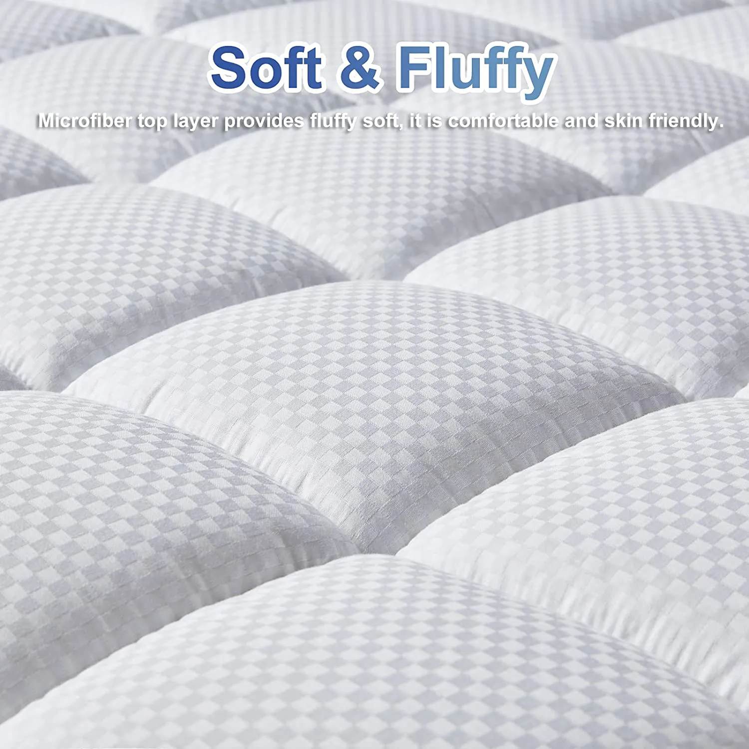 MATBEBY Bedding Quilted Fitted Full Mattress Pad Cooling Breathable Fluffy Soft Mattress Pad Stretches up to 21 Inch Deep, Full Size, White, Mattress Topper Mattress Protector