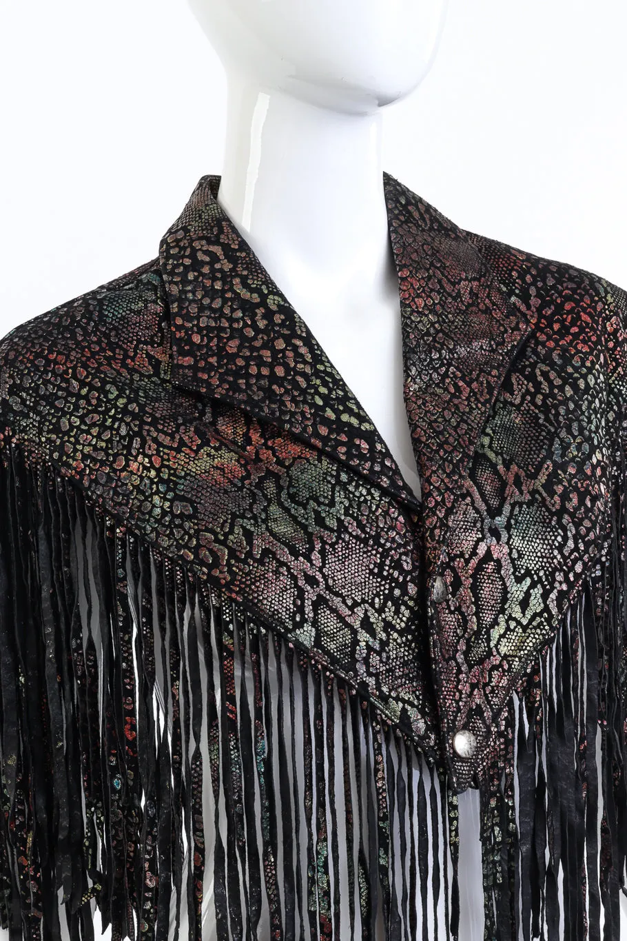 Metallic Leather Fringed Capelet