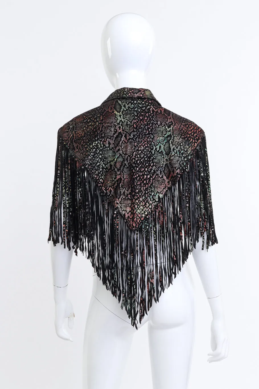 Metallic Leather Fringed Capelet