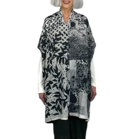 MONOTONE TWILIGHT PRINT SHIRT PONCHO