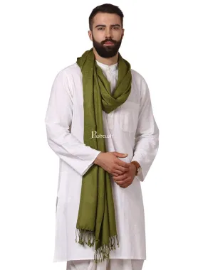 Pashtush Mens Fine Wool Jacquard Muffler, Emerald Green