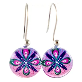 Purple Round Ornament Earrings