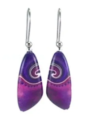 Purple Triangle Dot Wave Earrings