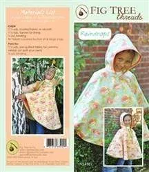 Raindrops Child's Rain Cape or Quilted Poncho - Fig Tree