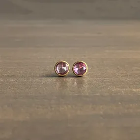 Round Pink Sapphire Studs