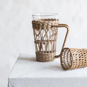 Rustic Wicker Glass Holder for Cup