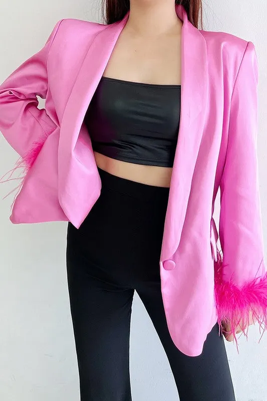 SATIN FEATHER BLAZER