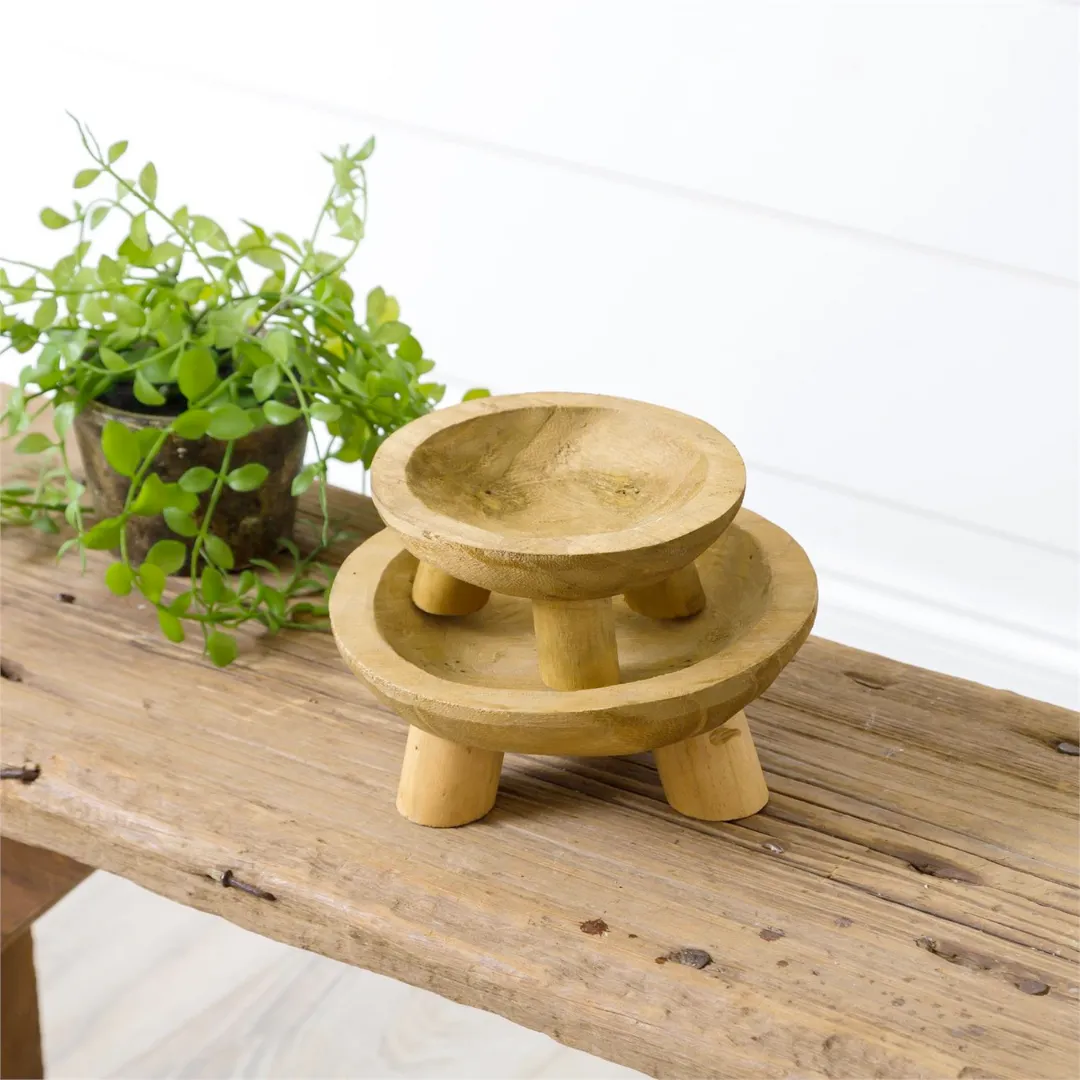 Set/2 Raw Wood Bowl Risers