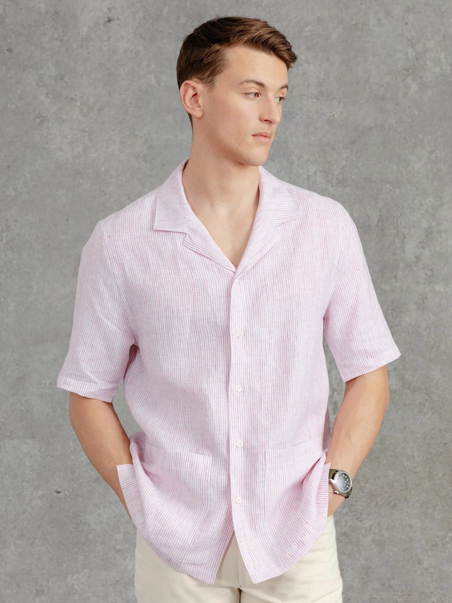 The Chelsea Cuban Collar Shirt - Brick