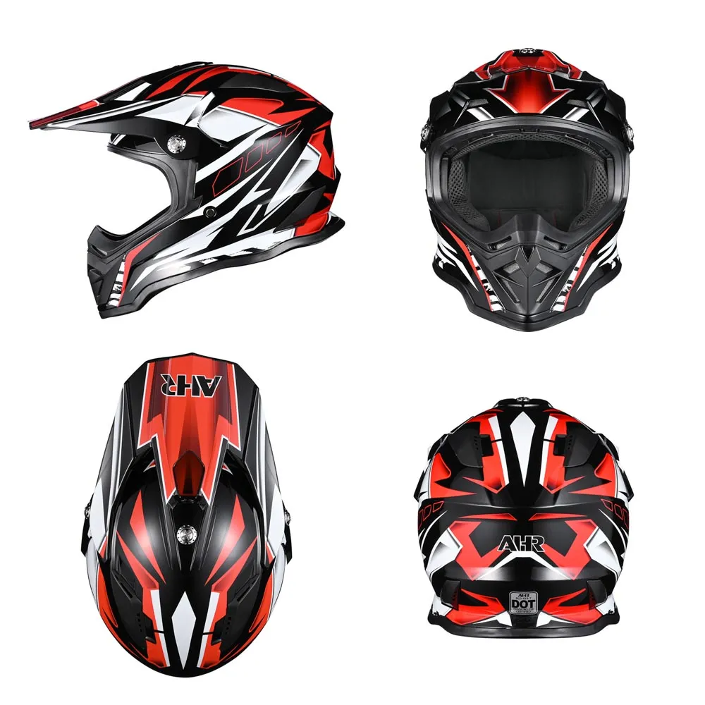 TheLAShop Black Red Dirt Bike Helmet Full Face DOT Lightweight