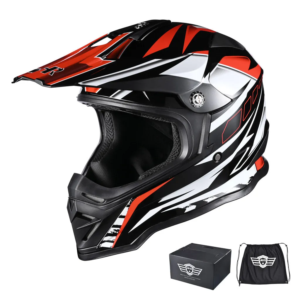 TheLAShop Black Red Dirt Bike Helmet Full Face DOT Lightweight